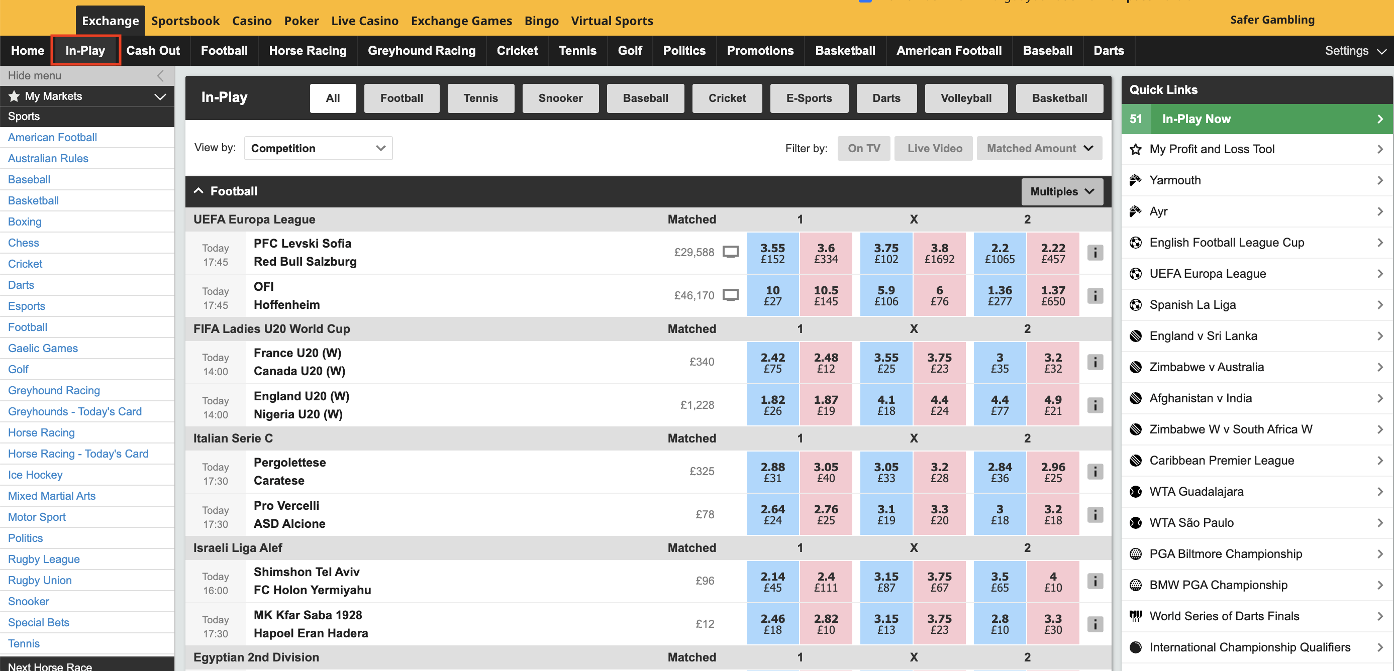 Betfair Exchange in-